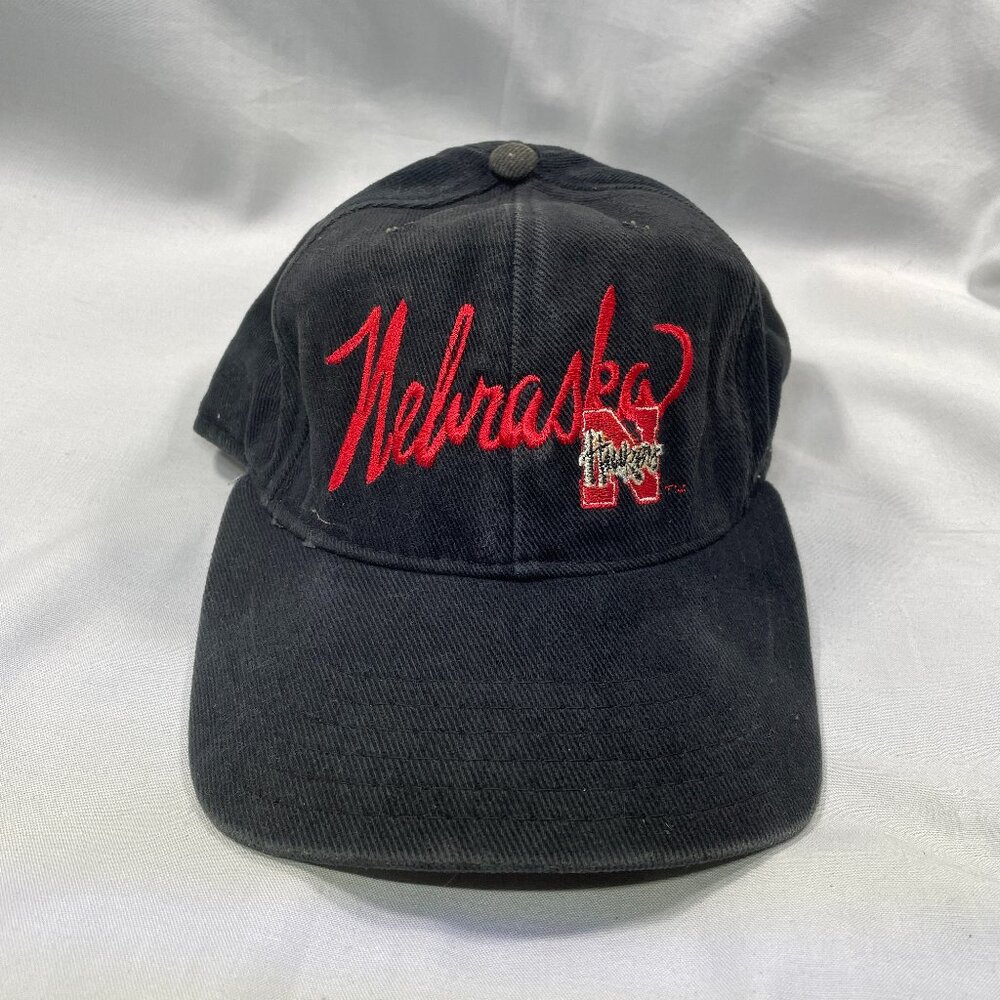 VINTAGE Nebraska Cornhuskers Buckle Hat | Black | Pro-Line Ft Worth | Good